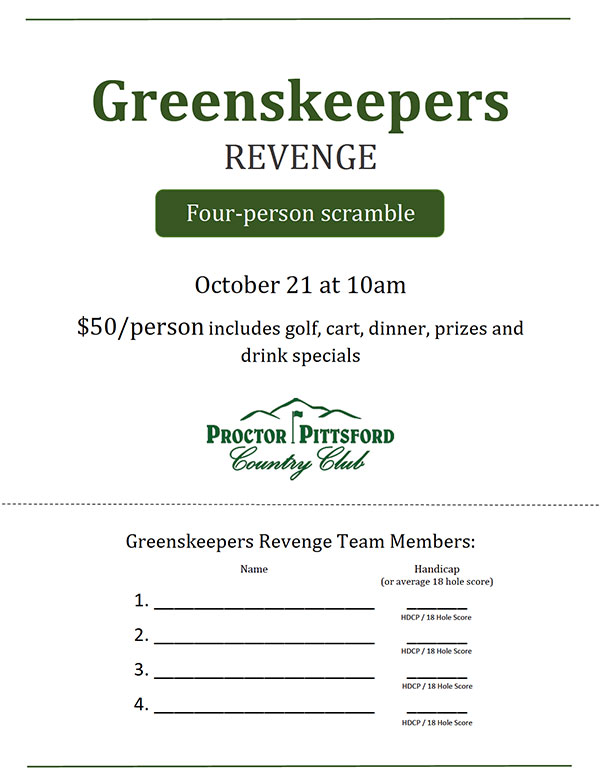 2018 Greenskeeper's Revenge, Sunday October 21st, 10am Shotgun Start