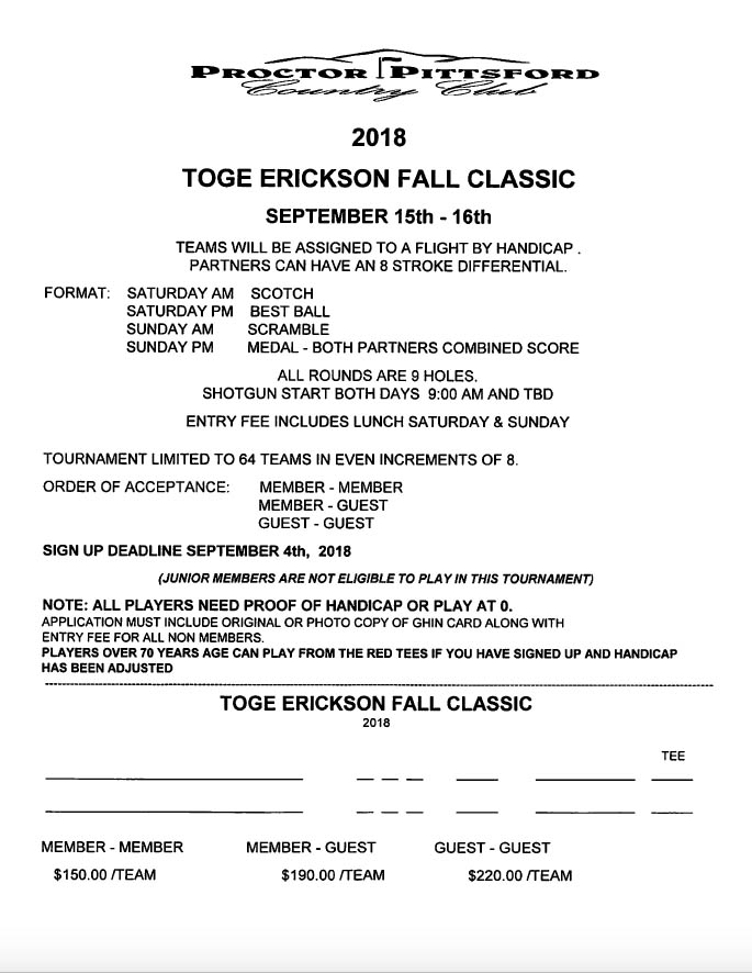 2018 Fall Classic Application