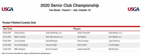 2020 Men's Senior Club Championship - Saturday, October 10th  Tee Times