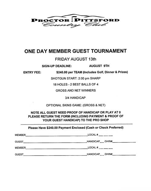 2021 Men's One Day Member-Guest - August 13th - Applications Available - Signup deadline August 9th