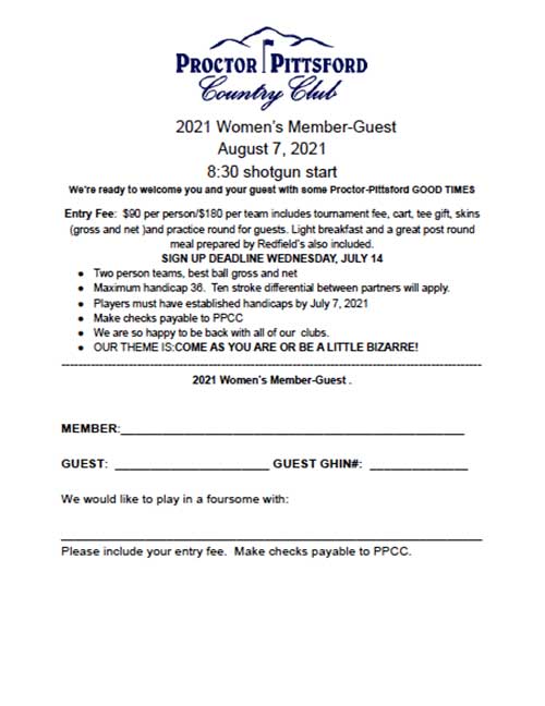 2021 Women's Member-Guest - August 7th - Applications Available