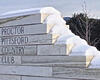 Snow covered gateway at PPCC