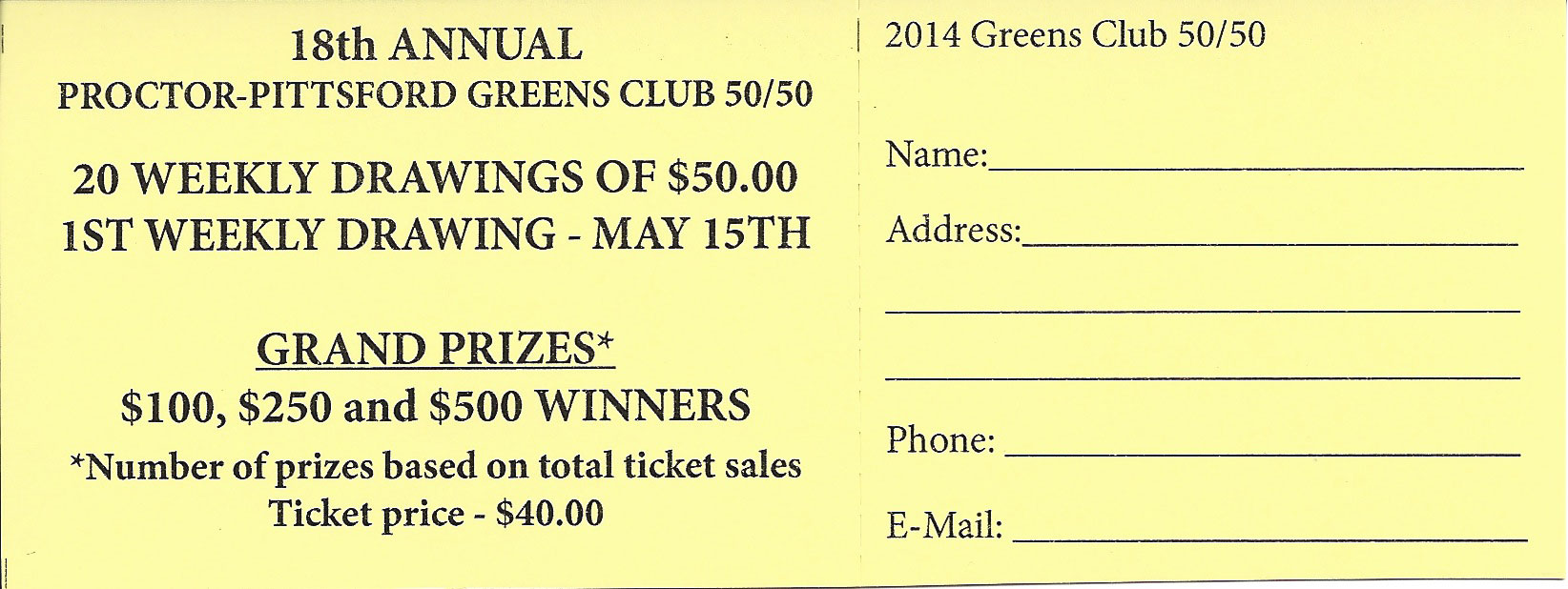 greens club ticket